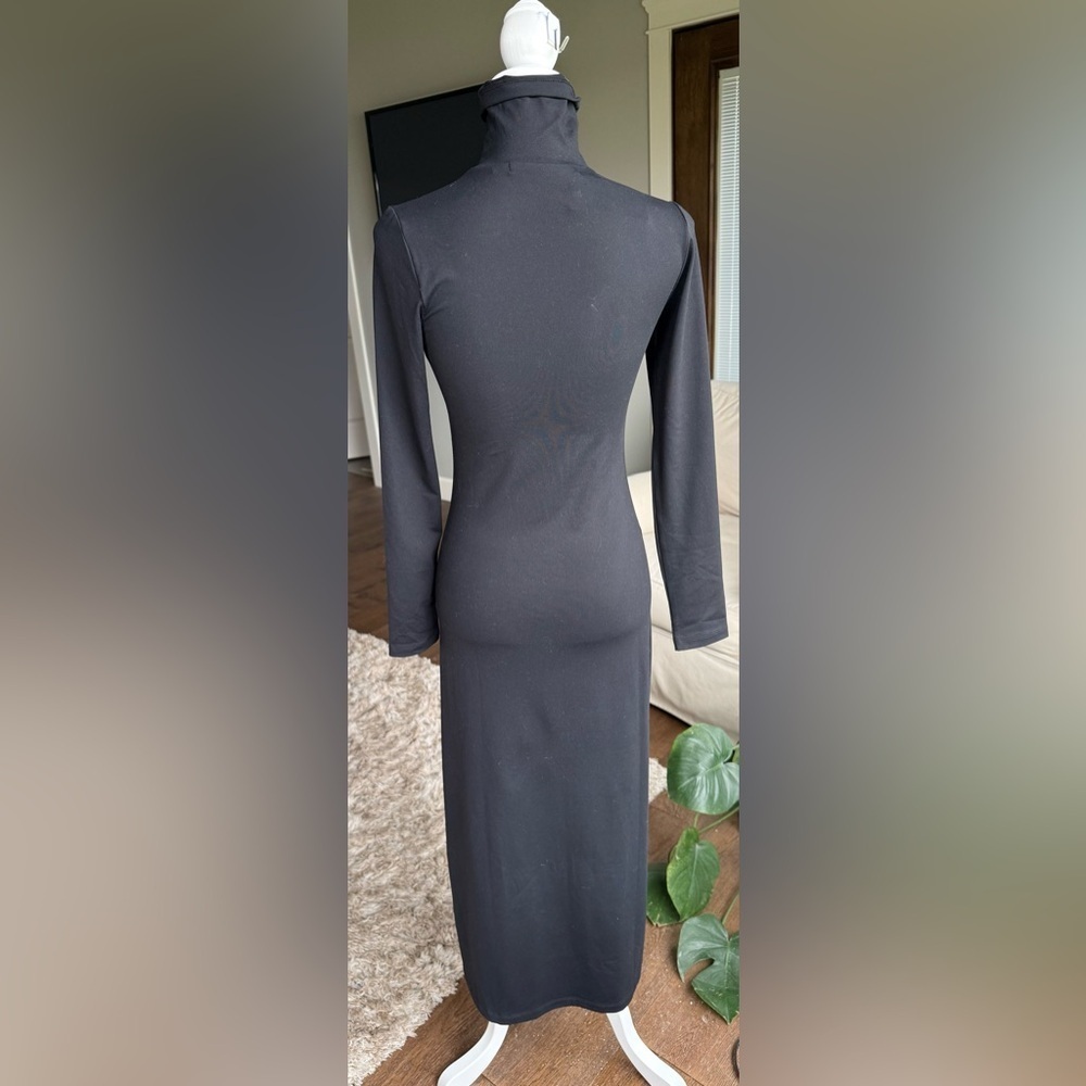 Susana Monaco XS Black Long Sleeve Full Length Turtleneck Dress, NWT - Picture 3 of 10